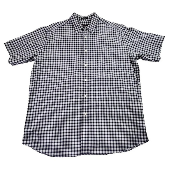 Eddie Bauer Corded Chambray Shirt Mens Large Blue White Check Heritage Preppy - Picture 1 of 13